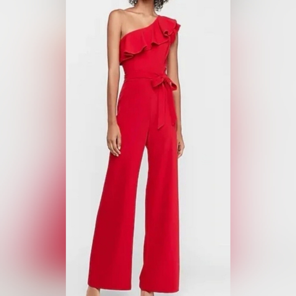 Express Red Jumpsuit with Tie Waist